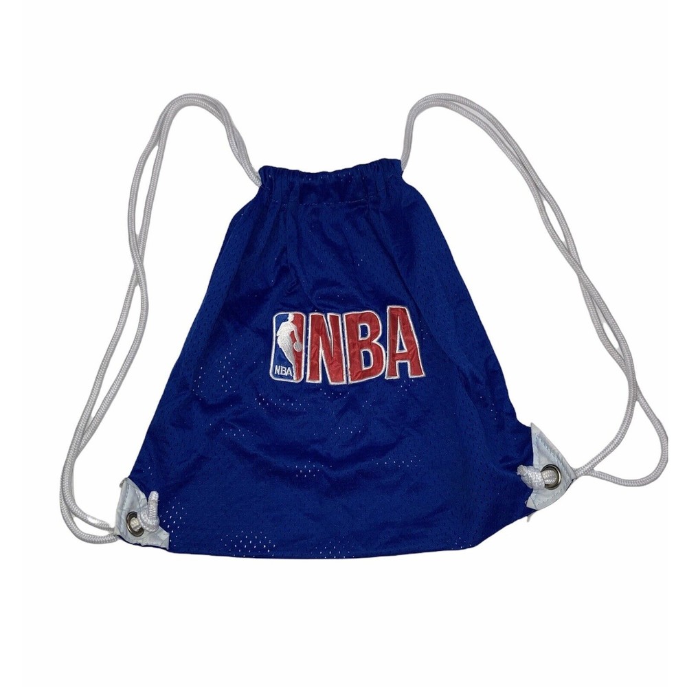 NBA Logo Drawstring Dark Blue Bag Basketball Backpack Mesh Bag Tote Embroidered